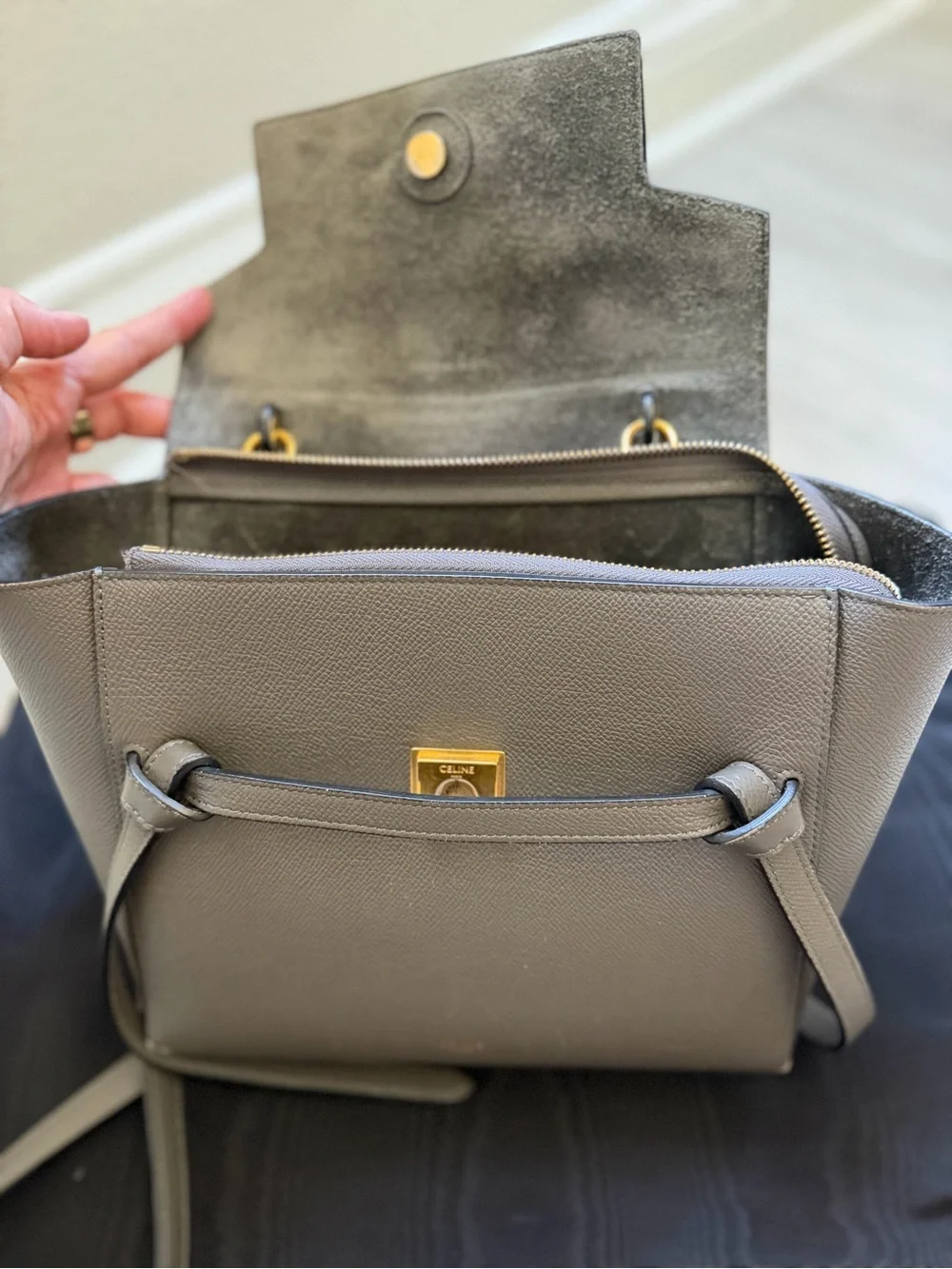 Celine grey Leather Micro Belt Satchel